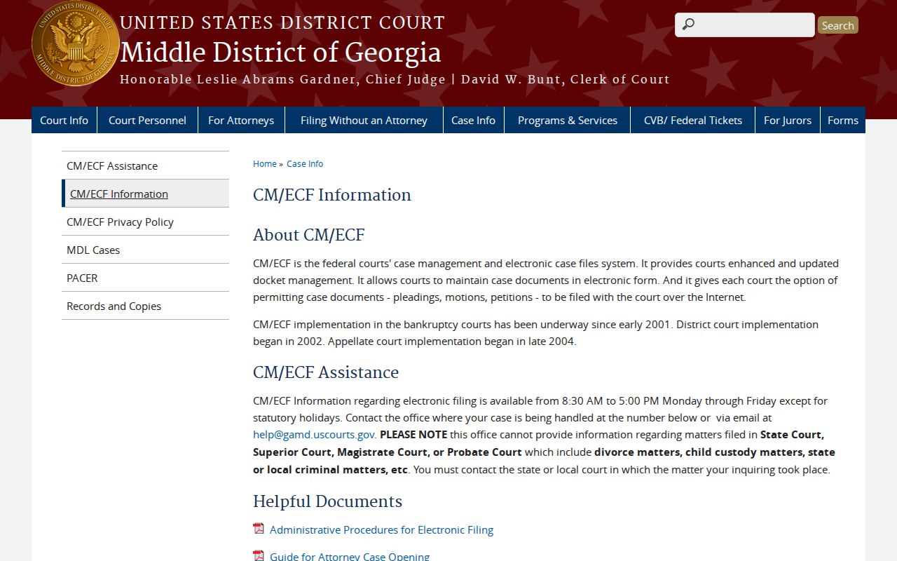 Baldwin County case search Middle District CM ECF