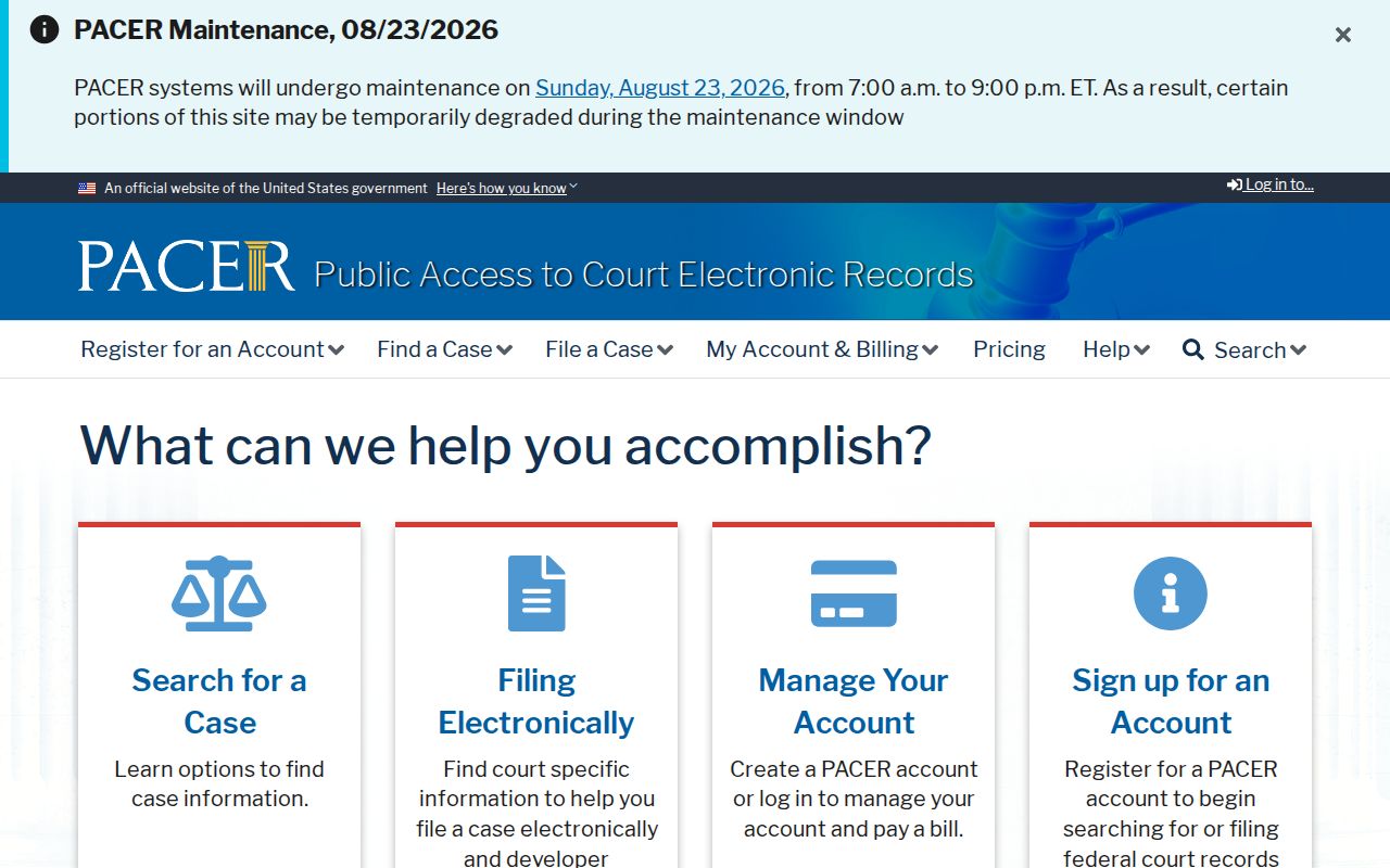 Baldwin County case lookup federal PACER locator