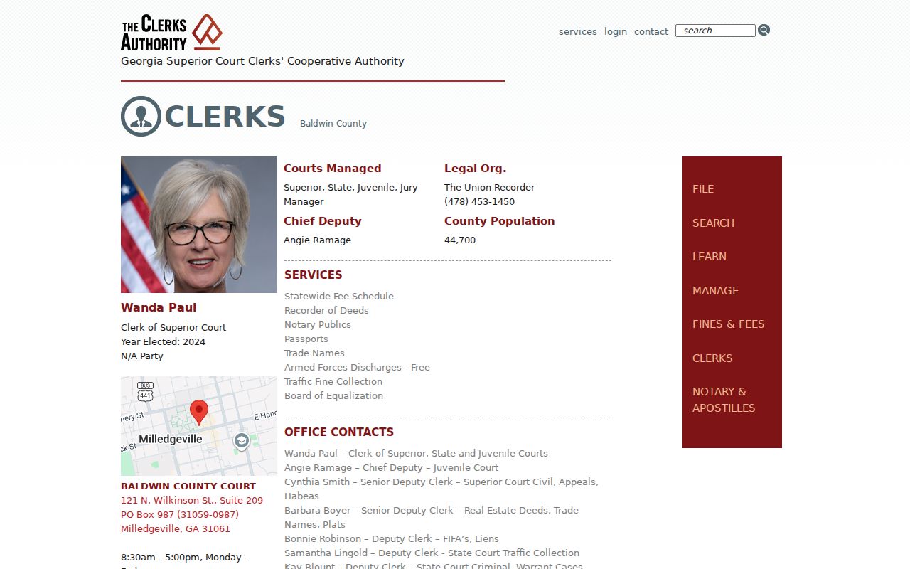 Baldwin County court dates clerk directory
