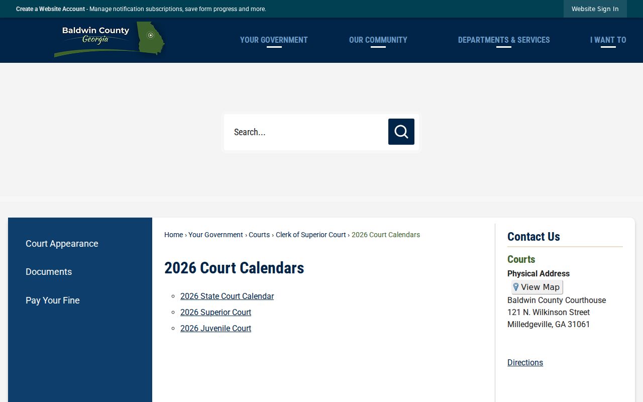 Baldwin County court docket calendar index