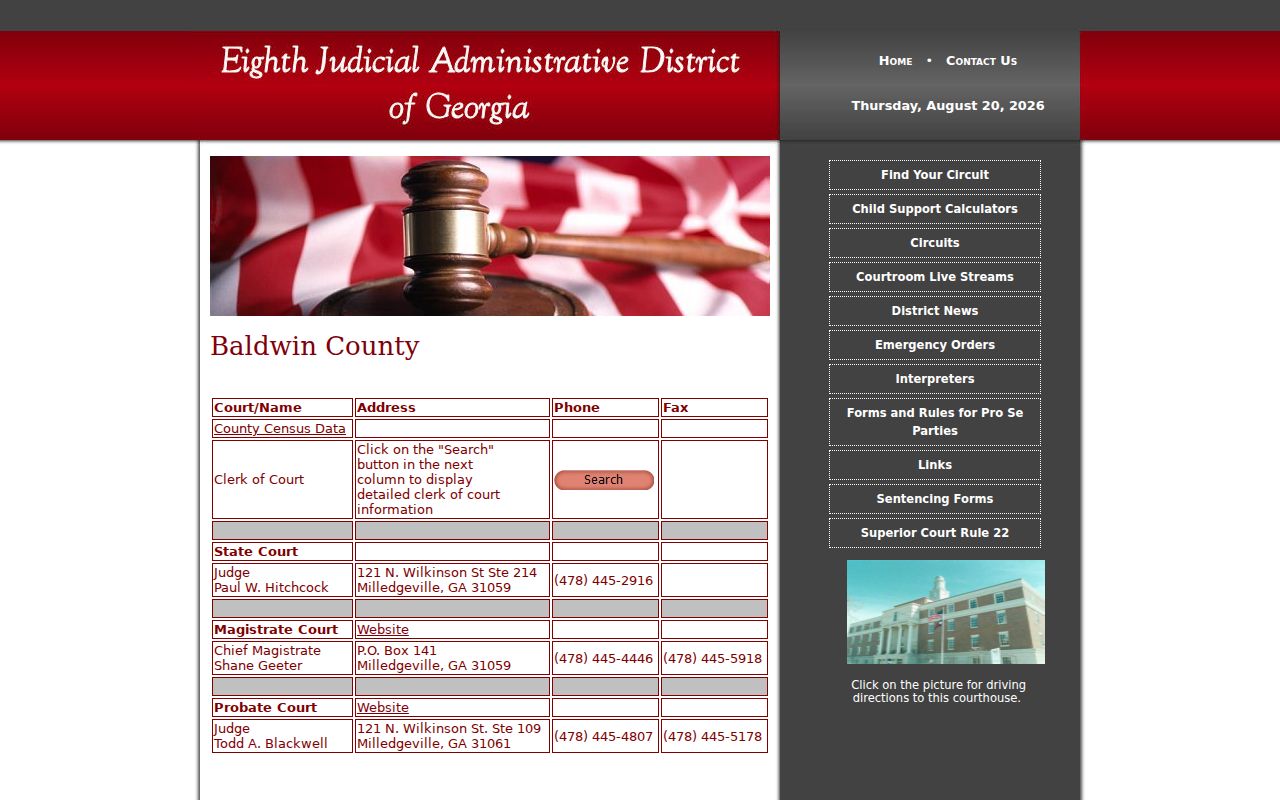 Baldwin County court docket court directory