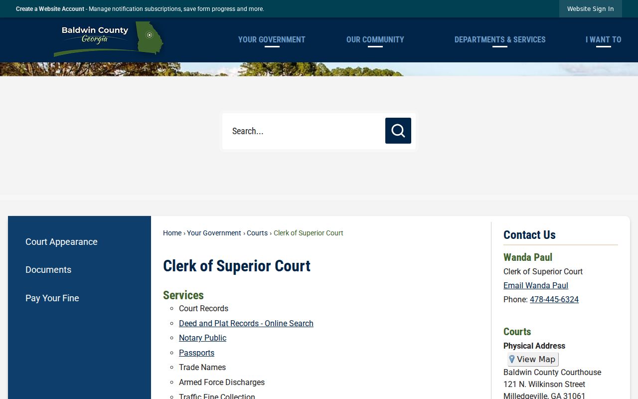Baldwin County court docket clerk services