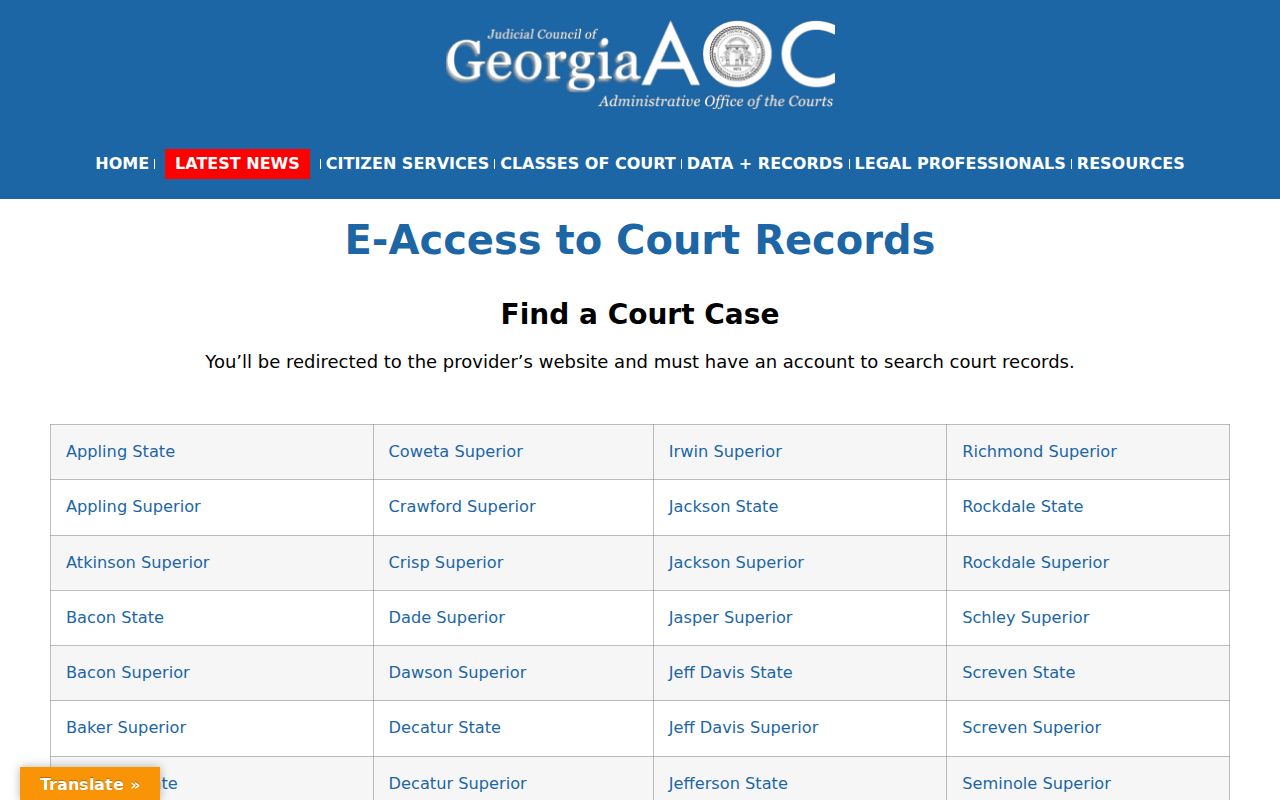 Baldwin County court docket Georgia E-Access directory