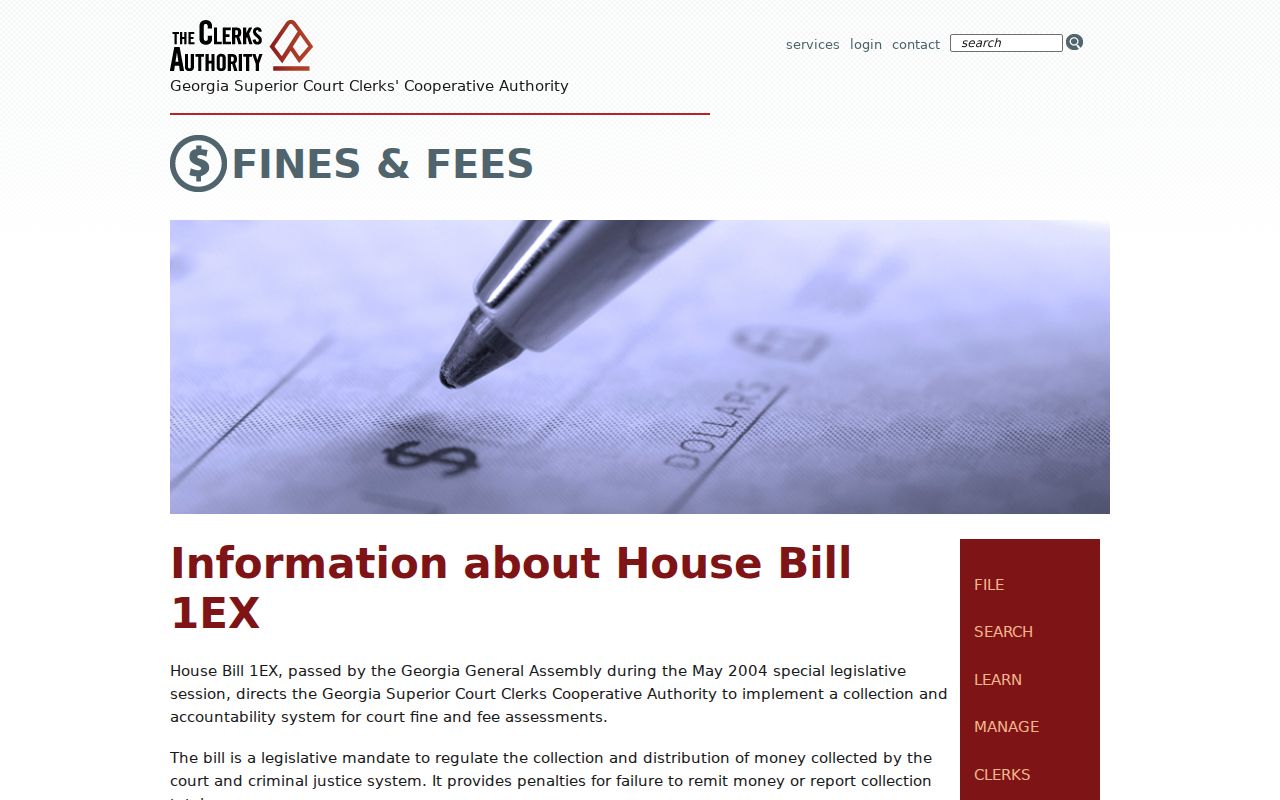 Georgia statewide clerks fines and fees resource